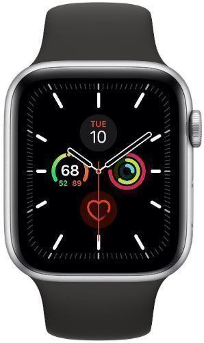Apple  Watch Series 5 - 32GB - GPS - 40mm - Silver - Aluminum - Black - Sport Band - Rubber - Good