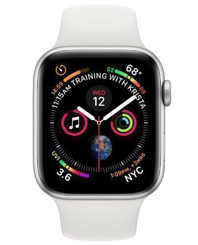 Apple  Watch Series 4 - 16GB - Cellular + GPS - 44mm - Silver - Aluminum - White - Sport Band - Rubber - Good