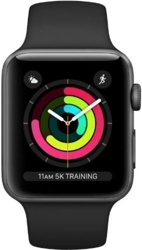 Apple  Watch Series 3 - 16GB - GPS - 38mm - Space Grey - Aluminum - Black - Sport Band - Rubber - Good