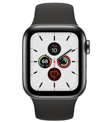 Apple  Watch Series 5 - 32GB - GPS - 44mm - Space Grey - Aluminum - Black - Sport Band - Rubber - Premium